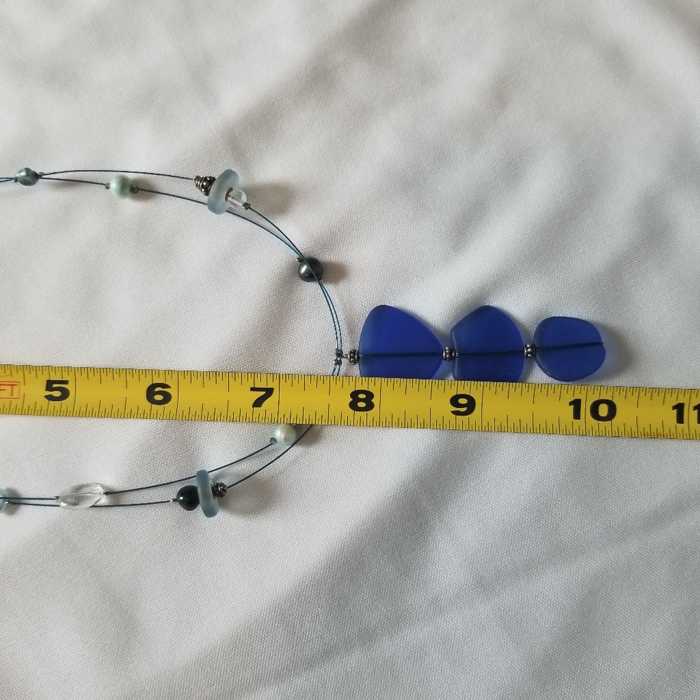 Cobalt Blue sea glass necklace - Picture 7 of 8